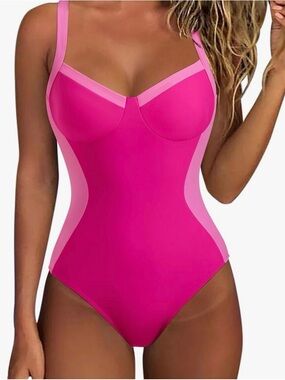 SUUKESS One Piece Womens Pink Swimsuit Small Tummy Control Crisscross Back Sexy